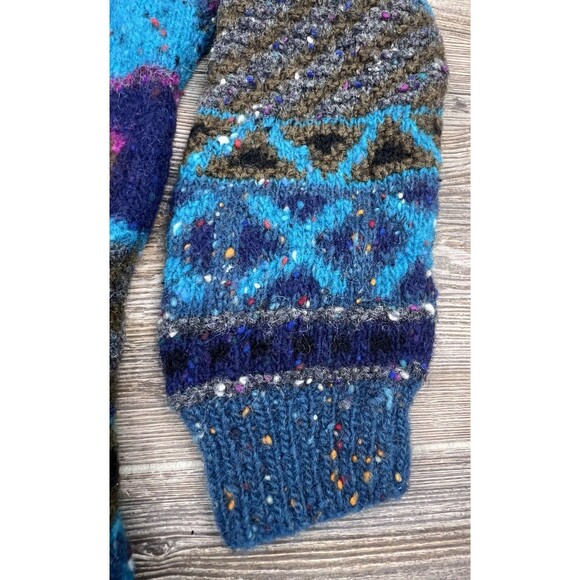 VTG 90s Segrets Sun Prints Women's Wool Bird Speckled Chunky Knit Sweater Sz L - Picture 2 of 10